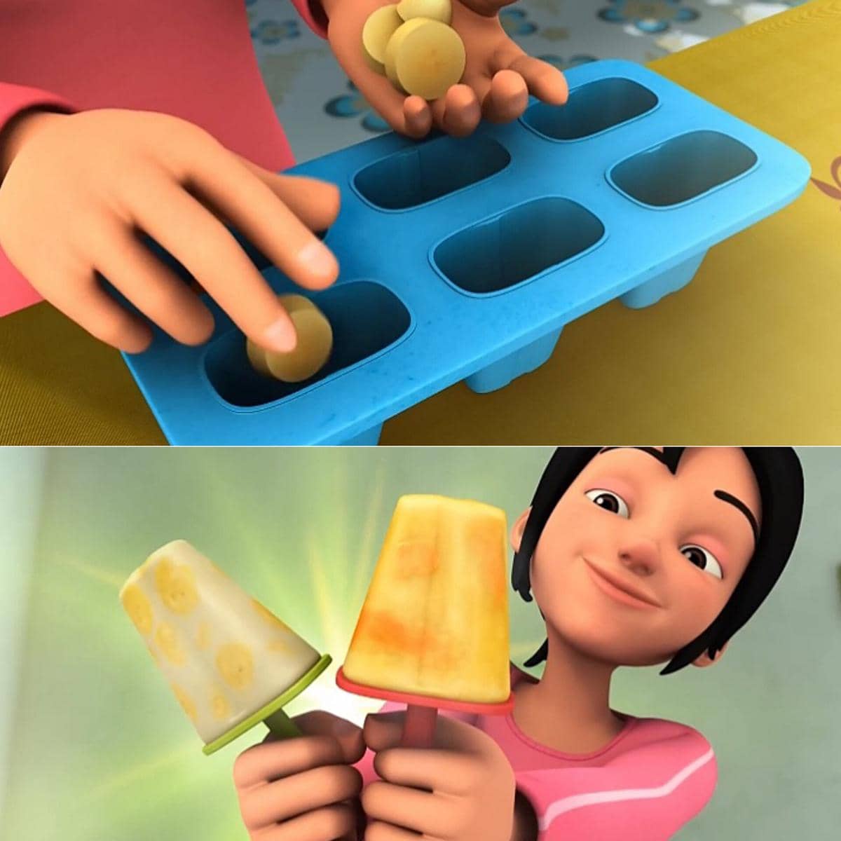 es krim buah buatan Kak Ros di Upin & Ipin