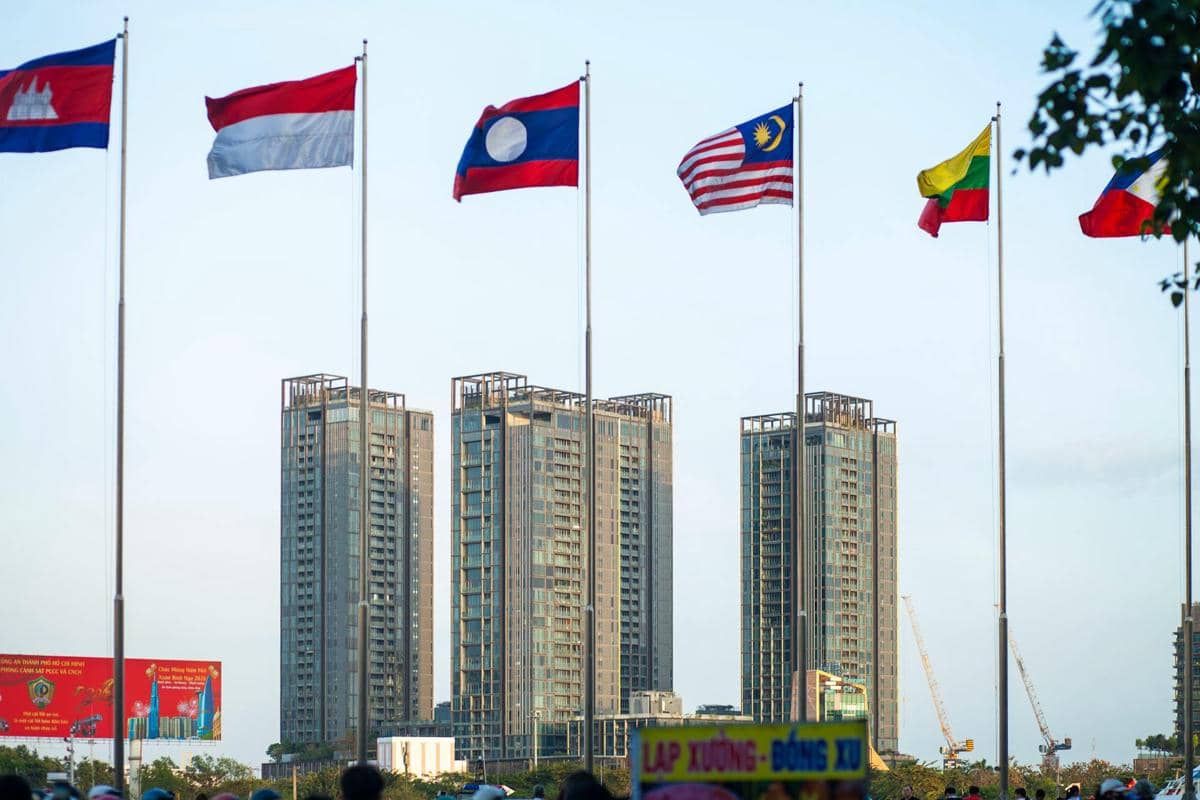 lustrasi beberapa bendera negara di Asia