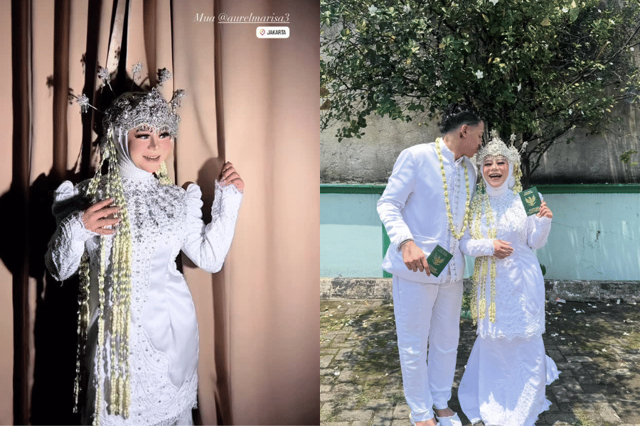 7 Look Akad Nikah di KUA Cimoy Nuraini dan Zidan, Pakai HIjab!