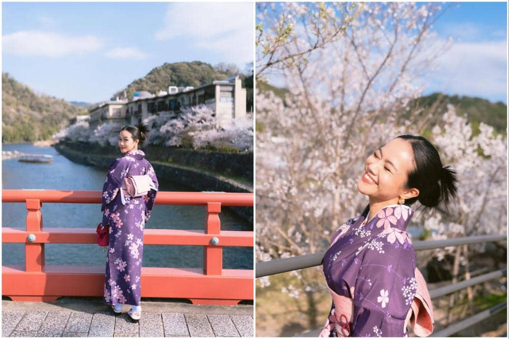 10 Potret Yura Yunita Pakai Kimono Warna Ungu di Jepang, Anggun!