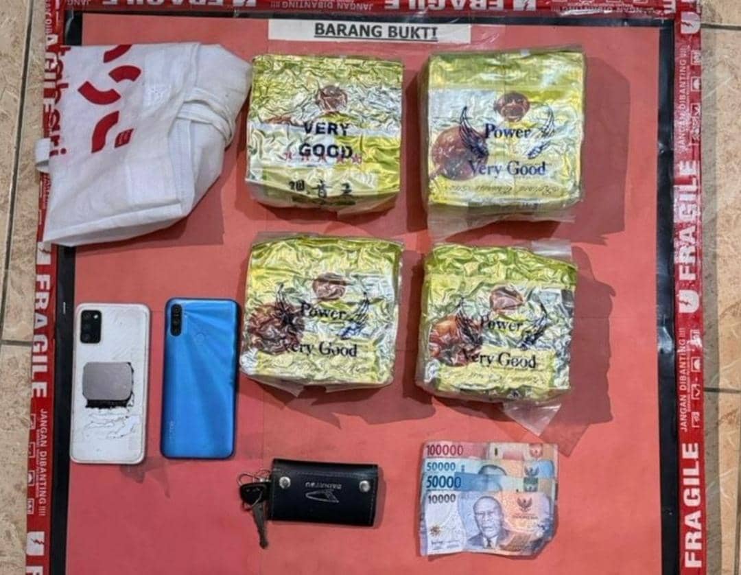 Barang bukti narkoba yang dicegat saat melintas di Jalinsum Indralaya.