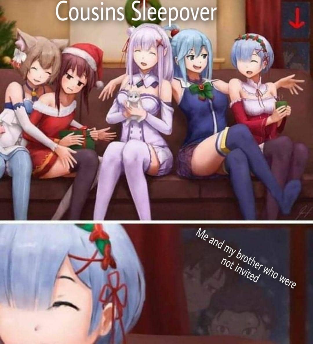 meme anime tentang menginap