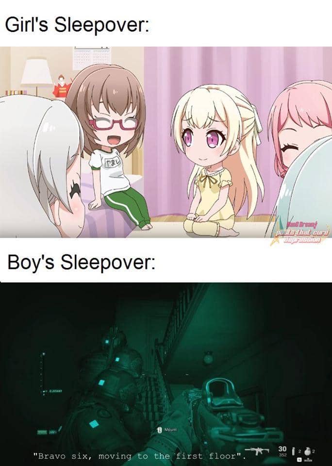 meme anime tentang menginap