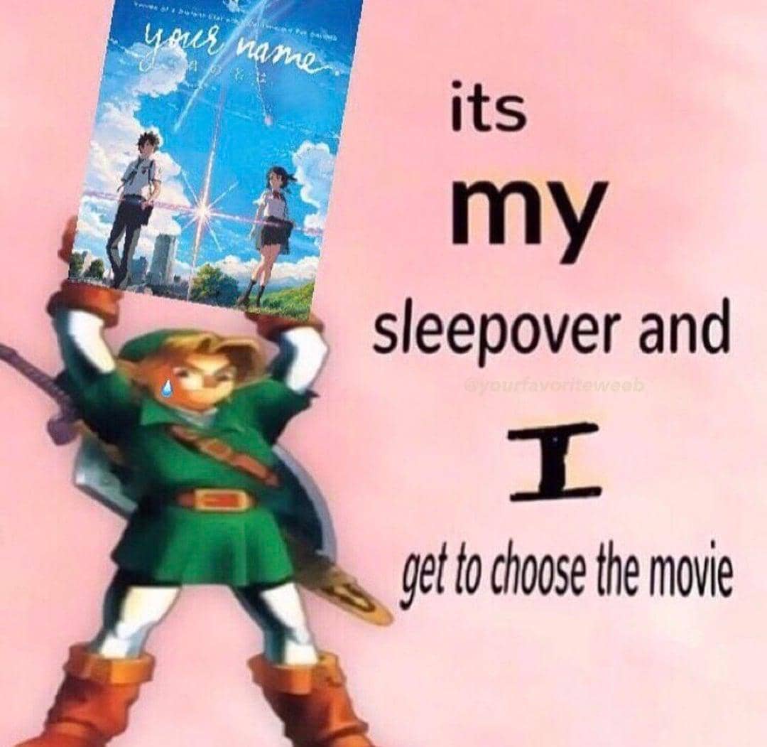 meme anime tentang menginap