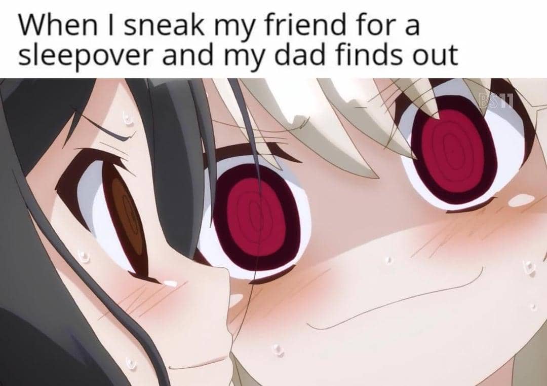 meme anime tentang menginap