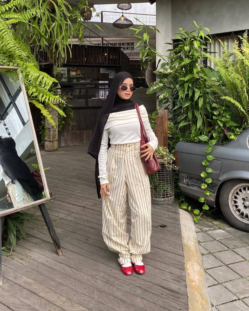 OOTD Celana Striped ala Aisyah Ibrahim