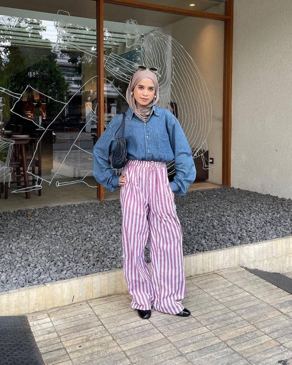 OOTD Celana Striped ala Aisyah Ibrahim