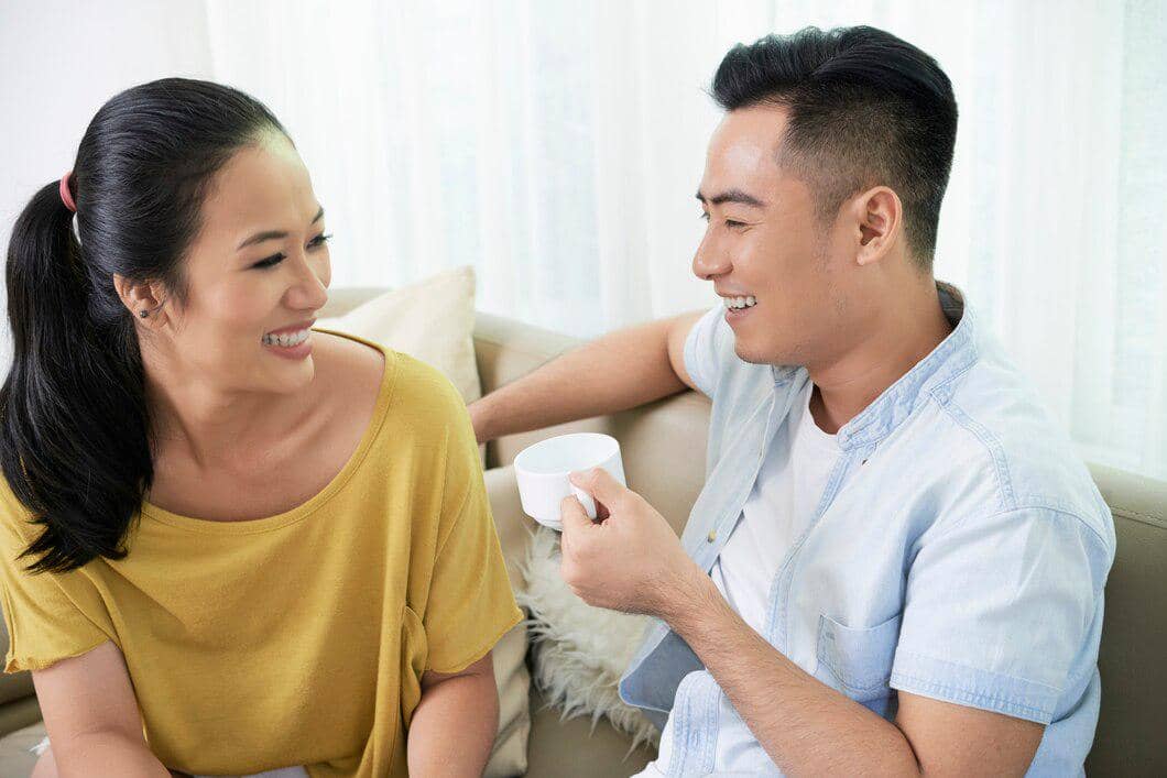 ilustrasi pria dan wanita mengobrol