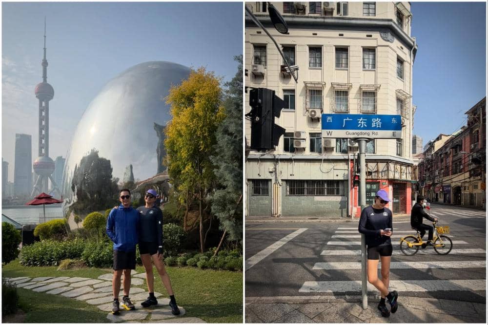 10 Potret Kenes dan Winky Wiryawan Lari Pagi di Shanghai, Semangat!