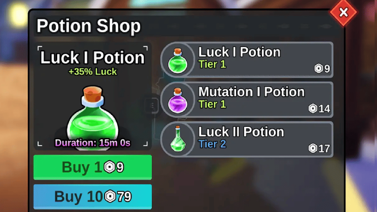 Luck Potion, salah satu item yang bisa didapatkan melalui kode redeem.