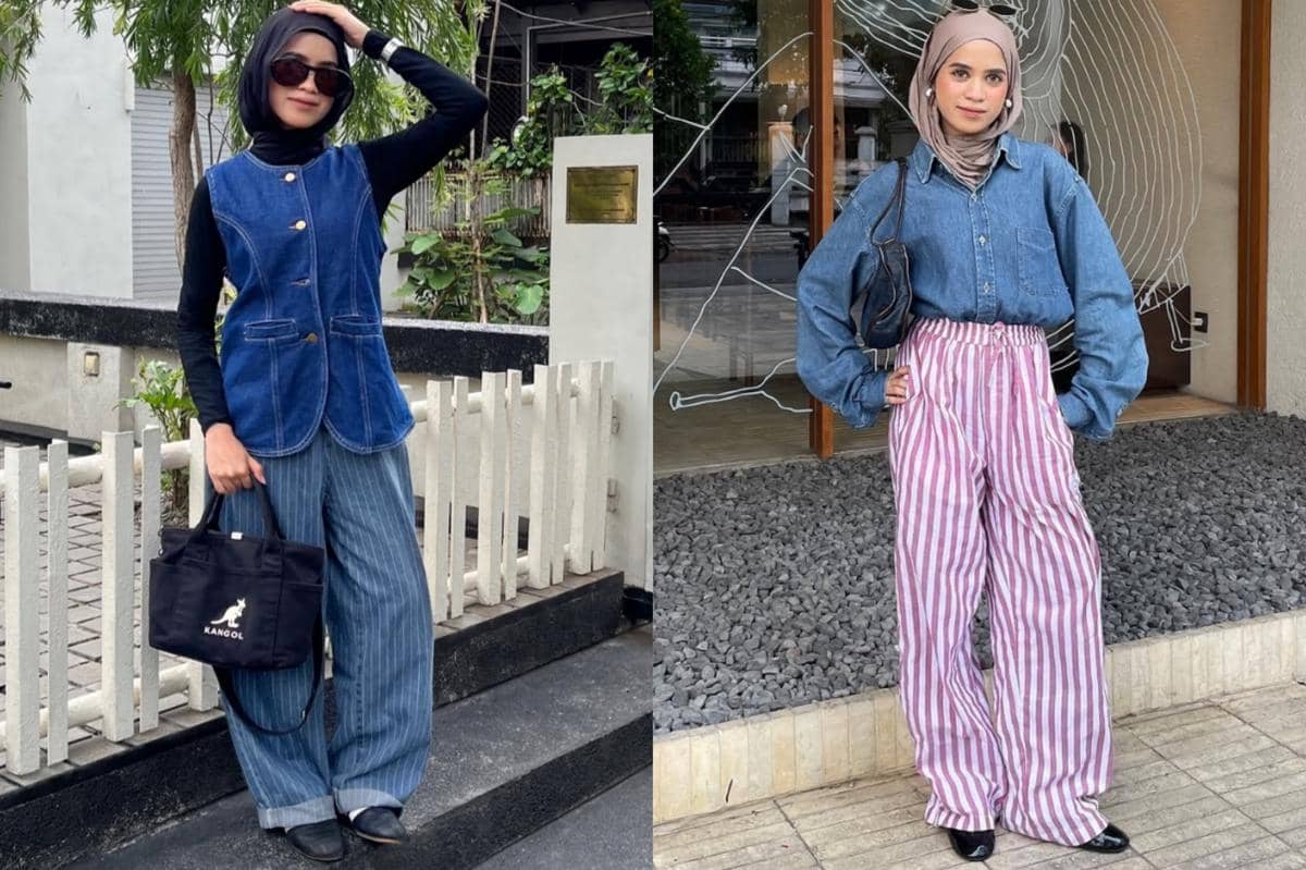 7 Mix and Match Celana Striped ala Aisyah Ibrahim, Gak Bikin Boring!