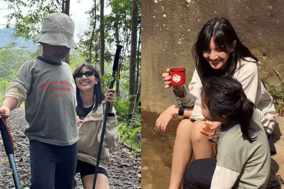 7 Potret Sheila Dara Hiking Bareng Dion Wiyoko dan Keluarga, Senyum!