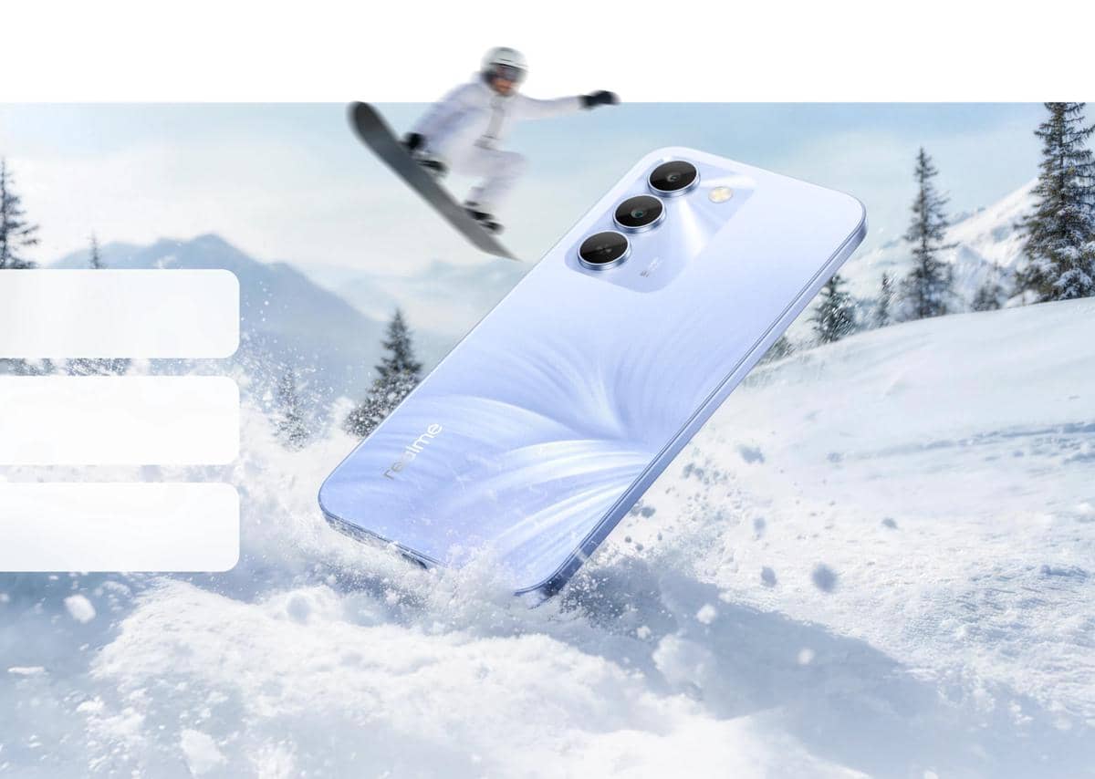 ilustrasi realme C100 5G yang bersertifikais IP64  