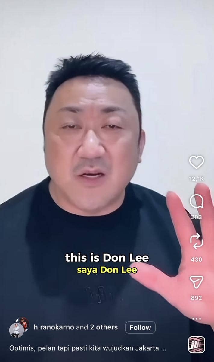 Don Lee menyampaikan langsung rasa terima kasihnya kepada Pemerintah Provinsi DKI Jakarta atas dukungan selama proses syuting. (Instagram/h.ranokarno)