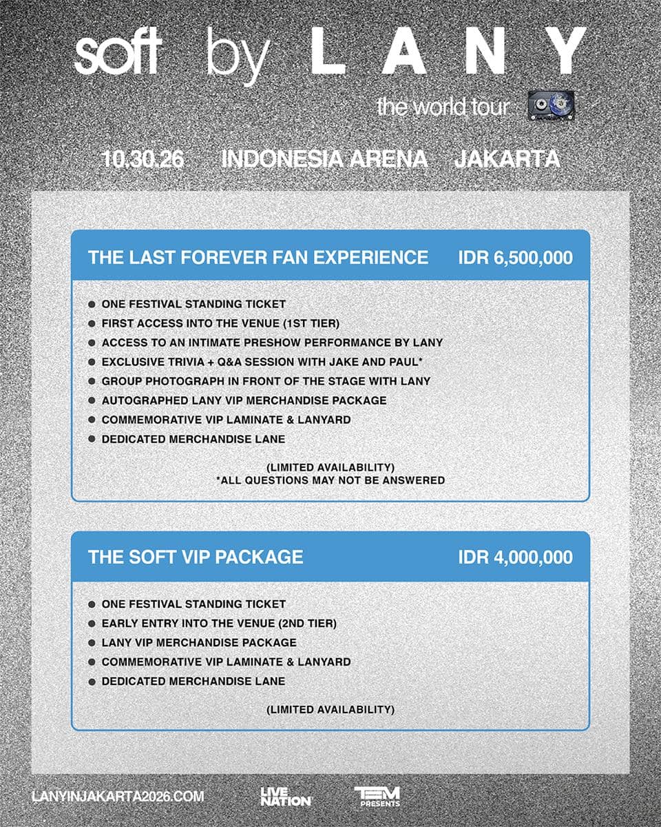 Harga tiket konser LANY: soft world tour in Jakarta