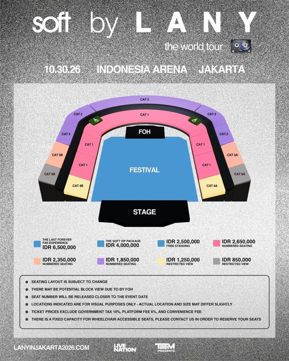 Harga tiket konser LANY: soft world tour in Jakarta