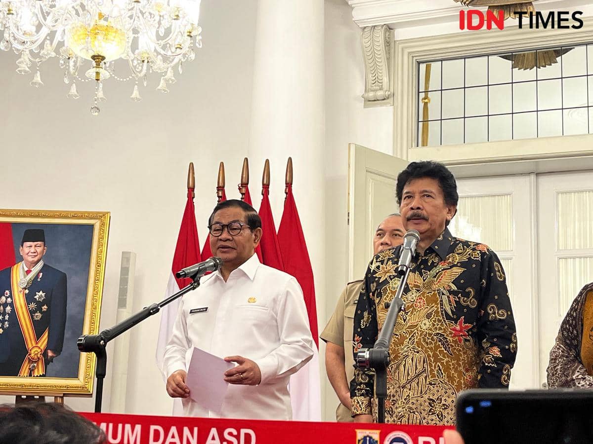 Gubernur DKI Jakarta Pramono Anung (kiri) dan Kepala BPIP Prof. Yudian Wahyudi (kanan) di Balaikota, Jakarta Pusat, Selasa (7/4/2026). 