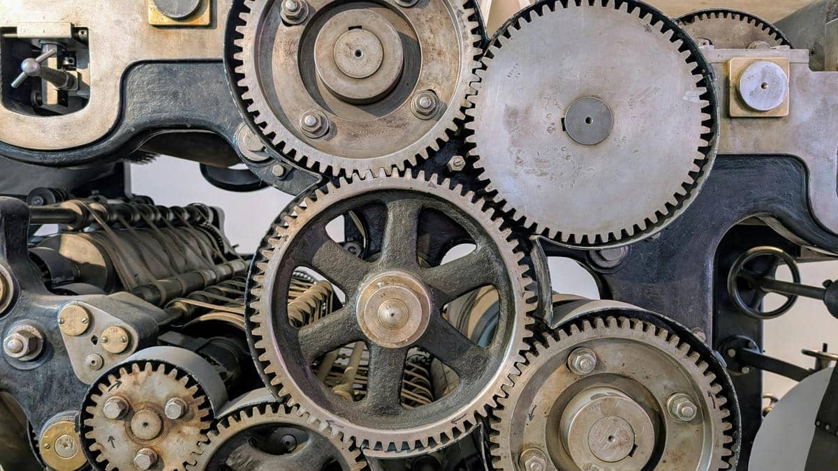 Intricate Machine Gears in Industrial Setting