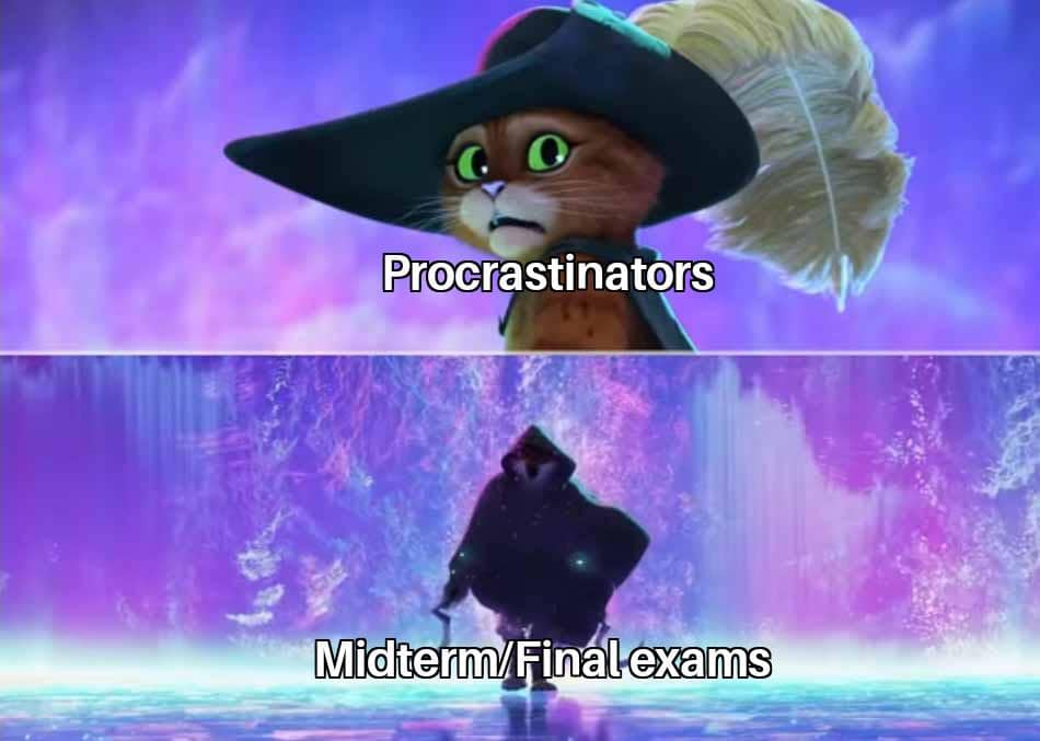 meme kartun tentang ujian tengah semester