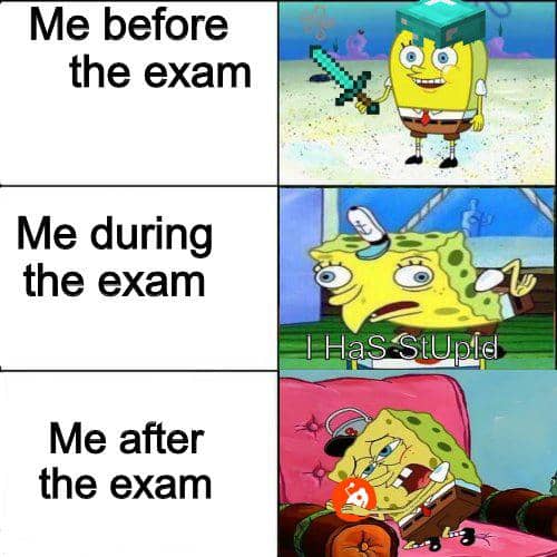 meme kartun tentang ujian tengah semester