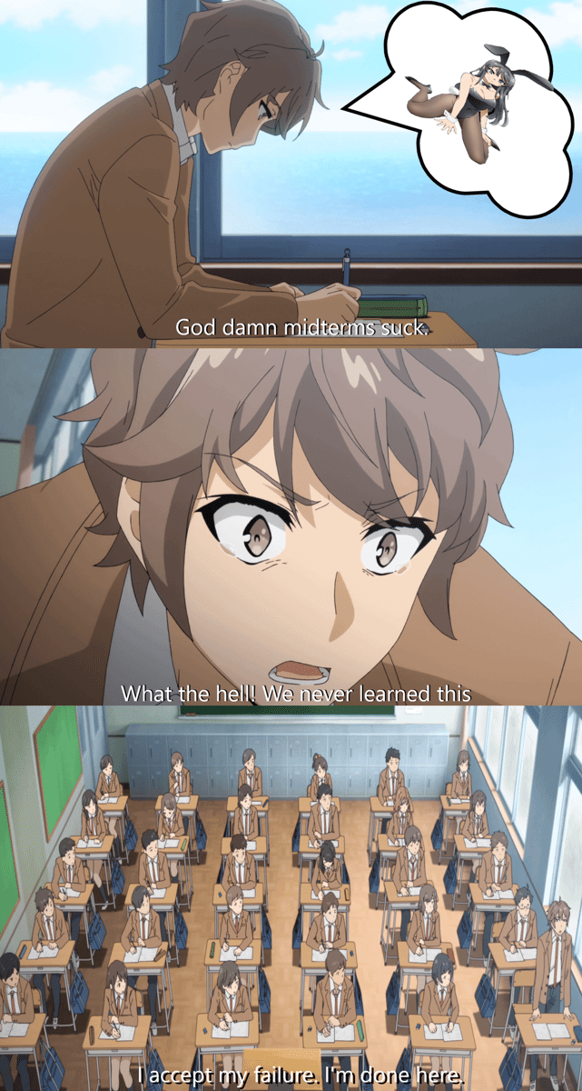 meme anime tentang ujian tengah semester