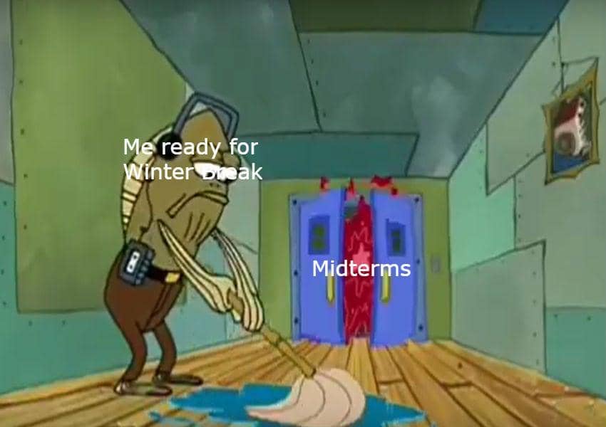 meme kartun tentang ujian tengah semester