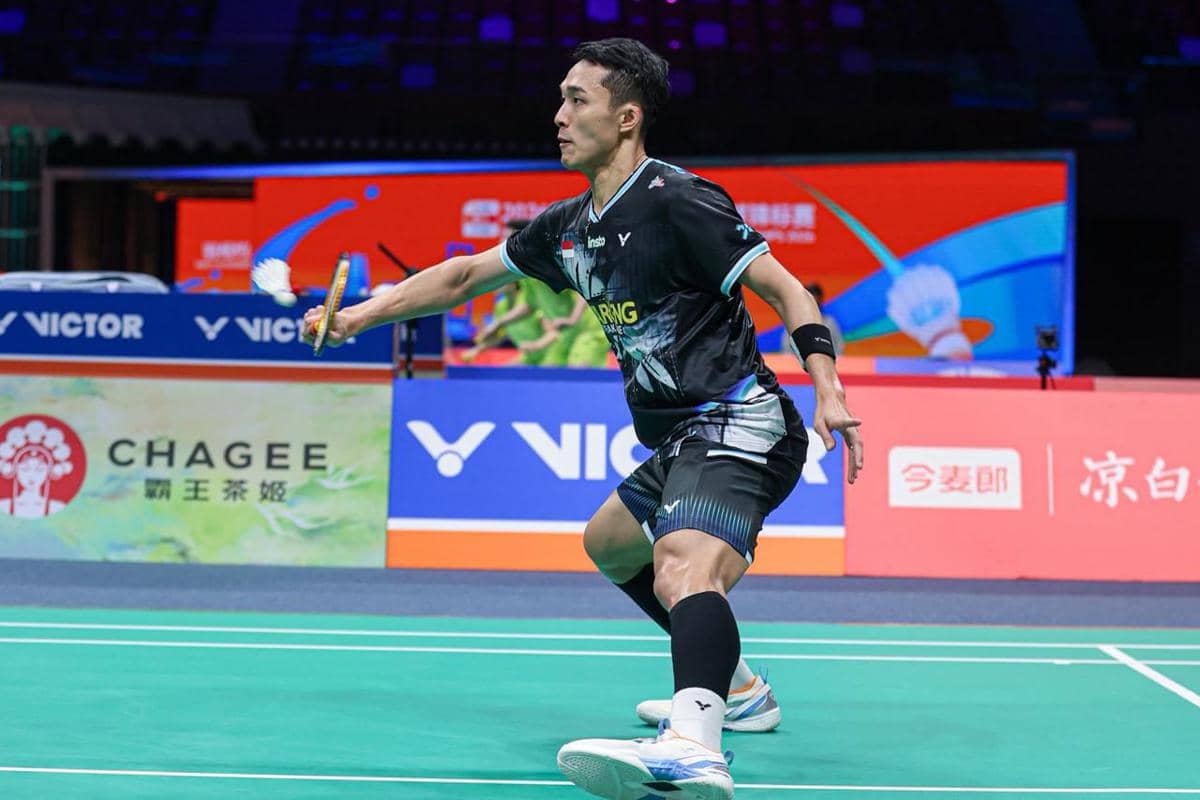 Jonatan Christie di babak pertama Kejuaraan Bulu Tangkis Asia 2026. 