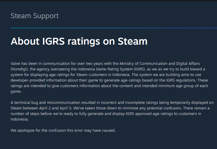 IGRS di Steam