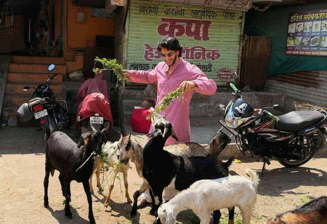 9 Potret Liburan Vedang Raina di Kashmir, Seru Ngasih Makan Kambing