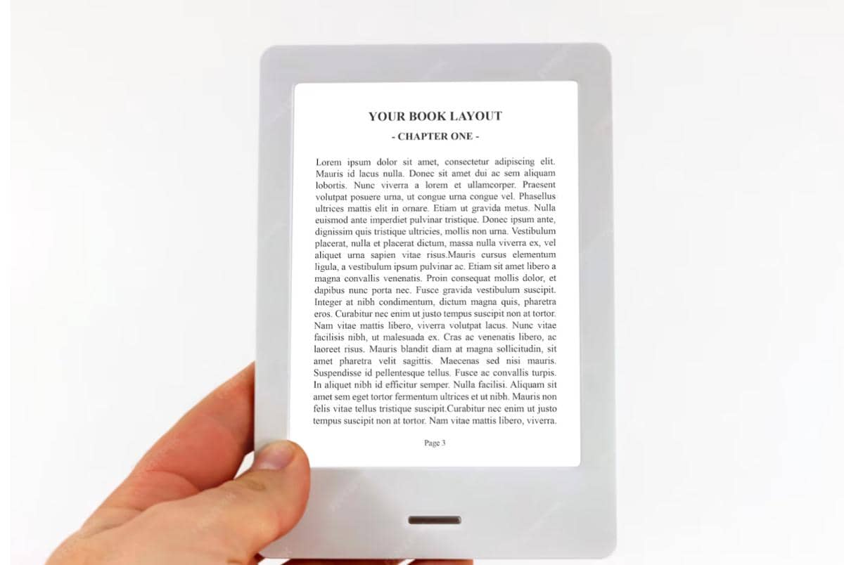 ilustrasi membaca dari e-book reader