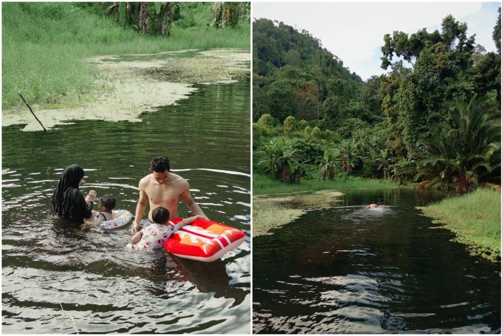 9 Potret Keluarga Rey Mbayang Main di Telaga yang ada di Kotabunan