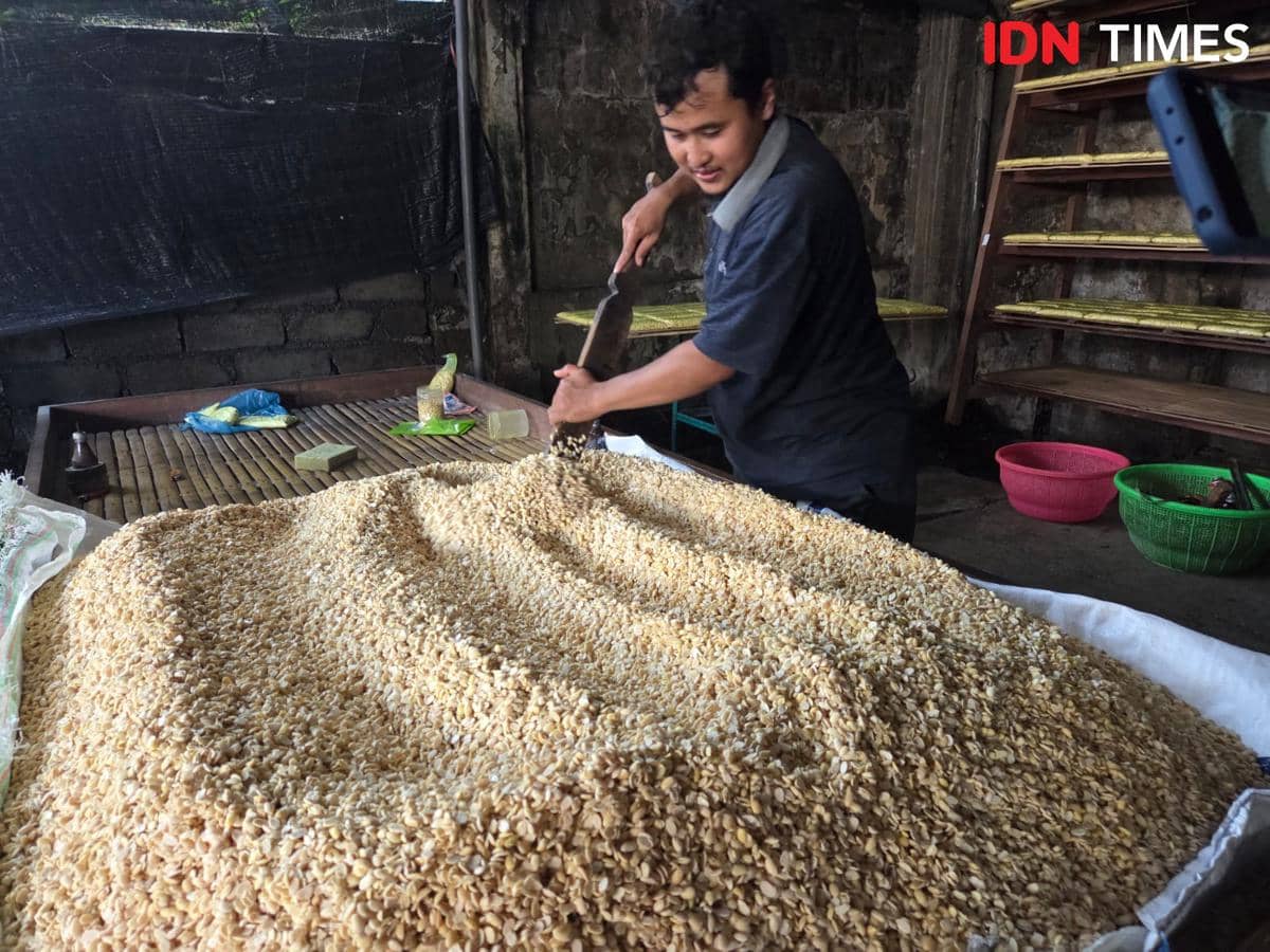 Harga Kedelai Naik, Produsen Tempe di Tabanan Menipiskan Ukuran