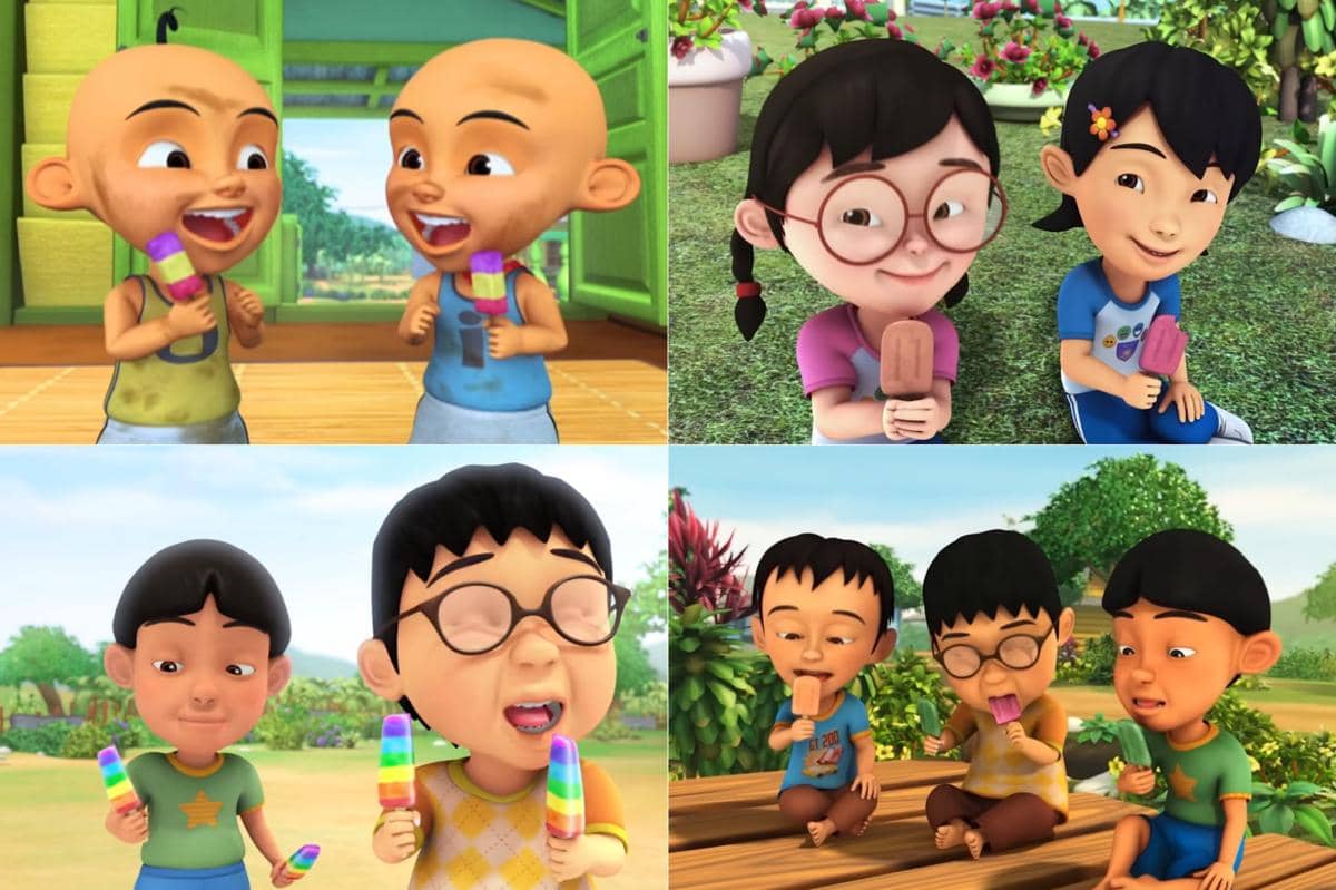 para bocah Kampung Durian Runtuh terlihat menikmati es krim beragam varian