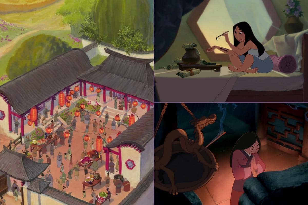 rumah bergaya Tiongkok klasik tempat Mulan dan orangtuanya tinggal