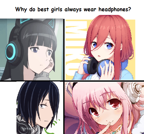 meme anime tentang headphone