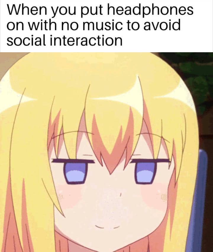 meme anime tentang headphone