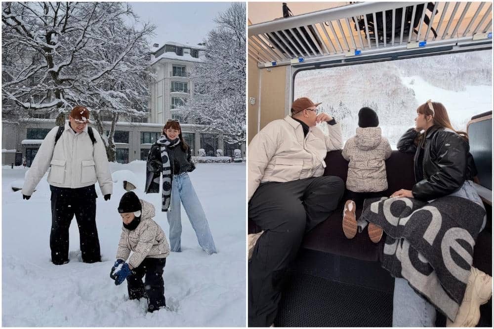 10 Potret Keluarga Gilang Dirga Main Salju di Desa Engelberg, Swiss!