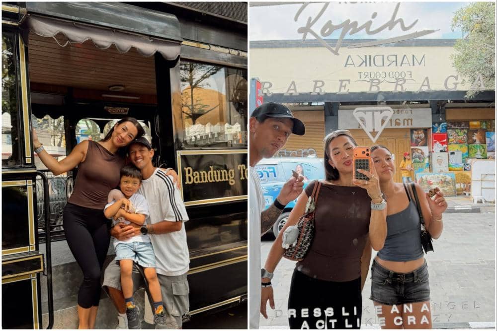 10 Potret Keluarga Jennifer Bachdim Liburan di Bandung, Naik Bandros!