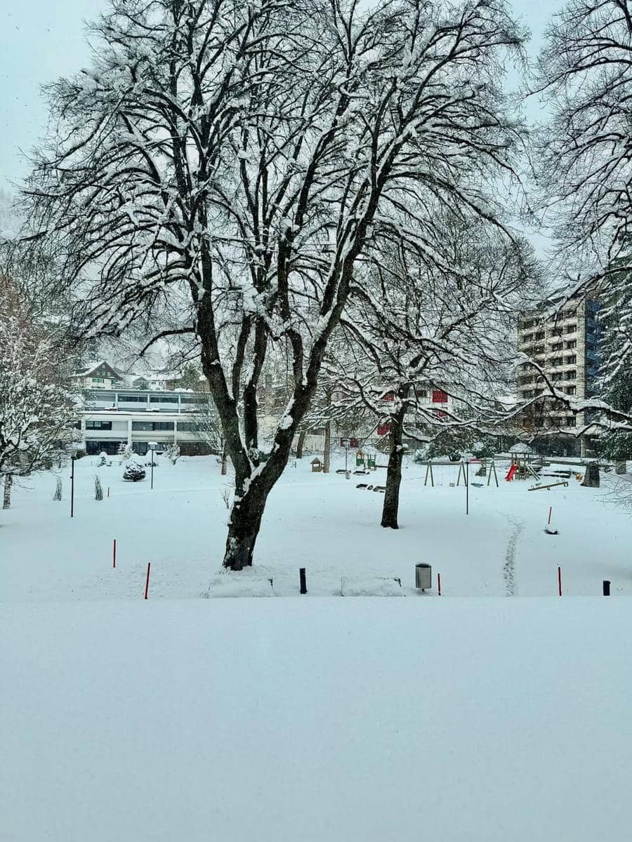Keluarga Gilang Dirga main salju di Desa Engelberg, Swiss