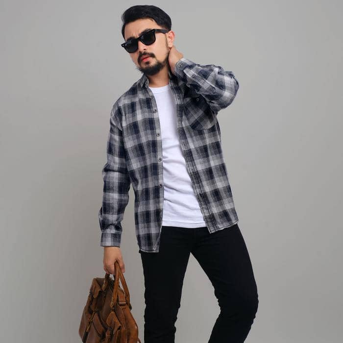 DGM Fashion Kemeja Pria Flanel Lengan Panjang Premium 1954 Saku Satu