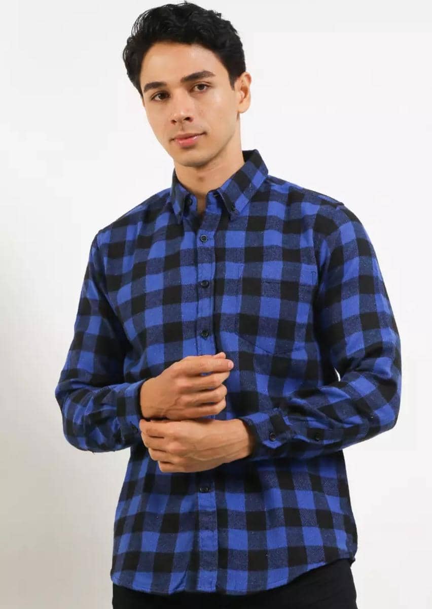 Cotton Well Long Sleeve Flannel Shirt Collection Midnight Blue
