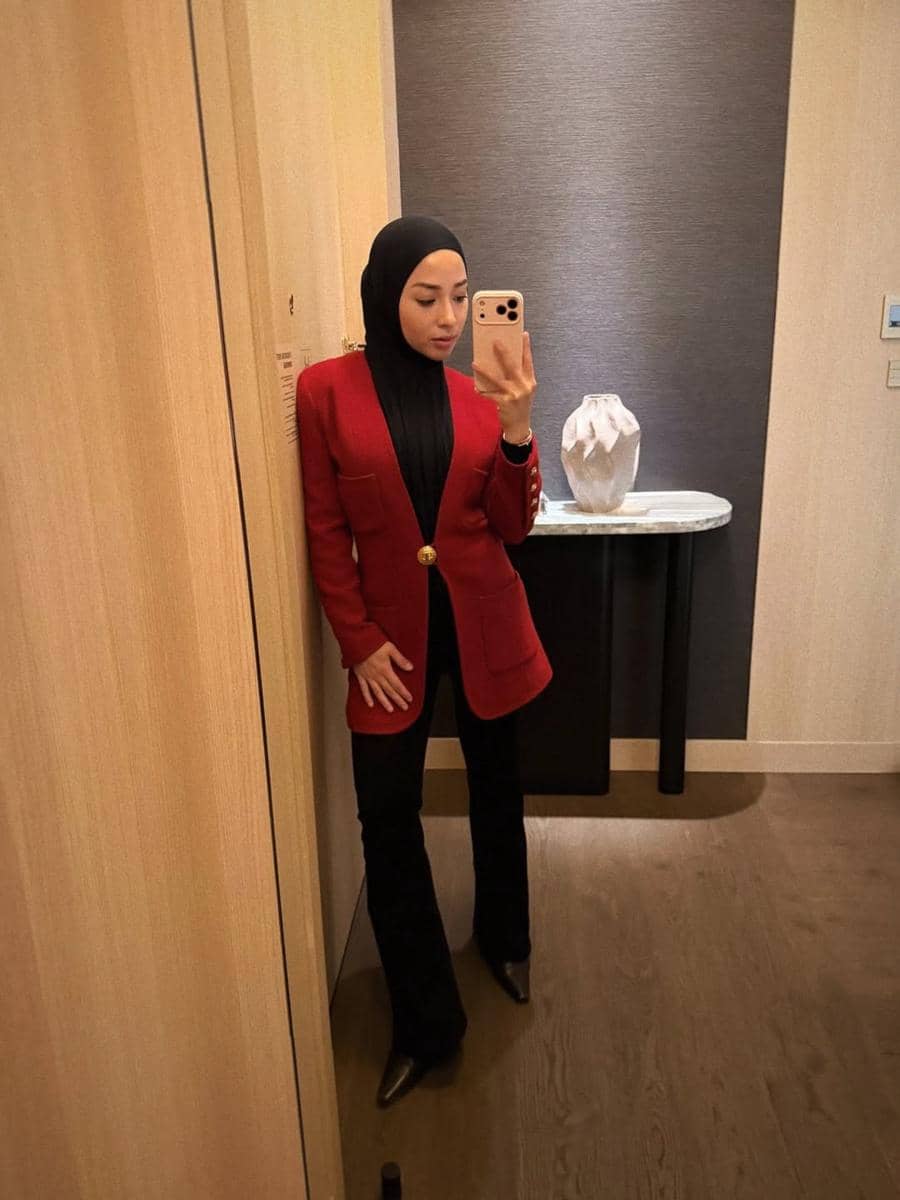 padu padan outfit hijab blazer