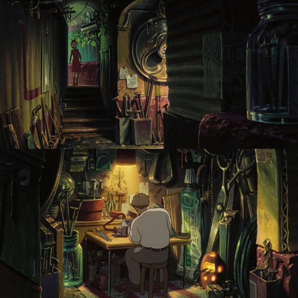 ruang kerja ayah Arrietty di rumahnya dalam The Secret World of Arrietty