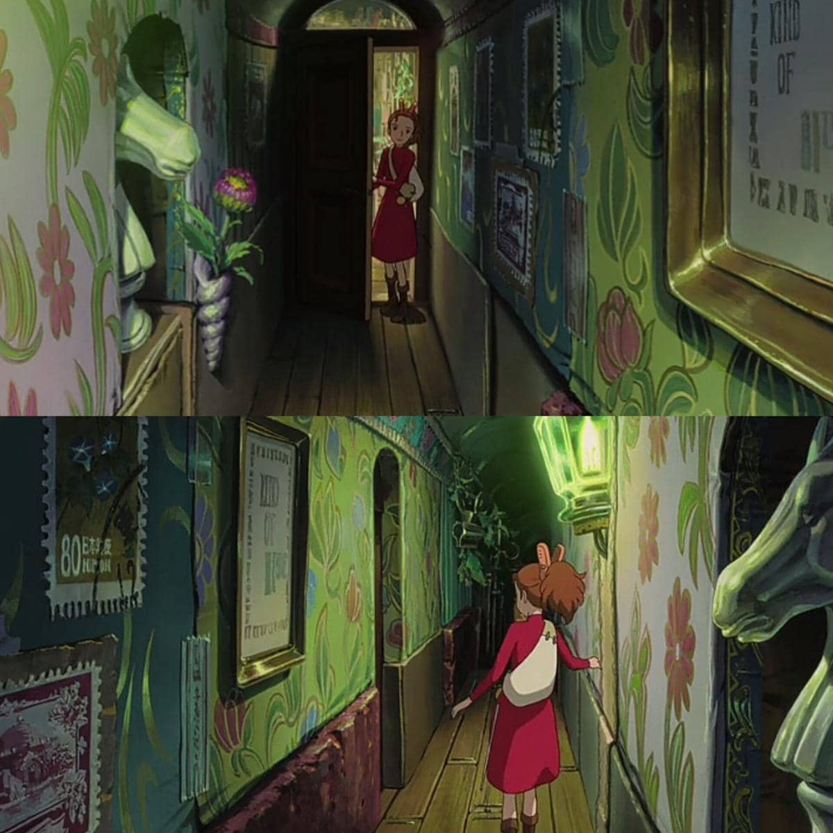 lorong kamar tidur orang tua Arrietty dalam film The Secret World of Arrietty