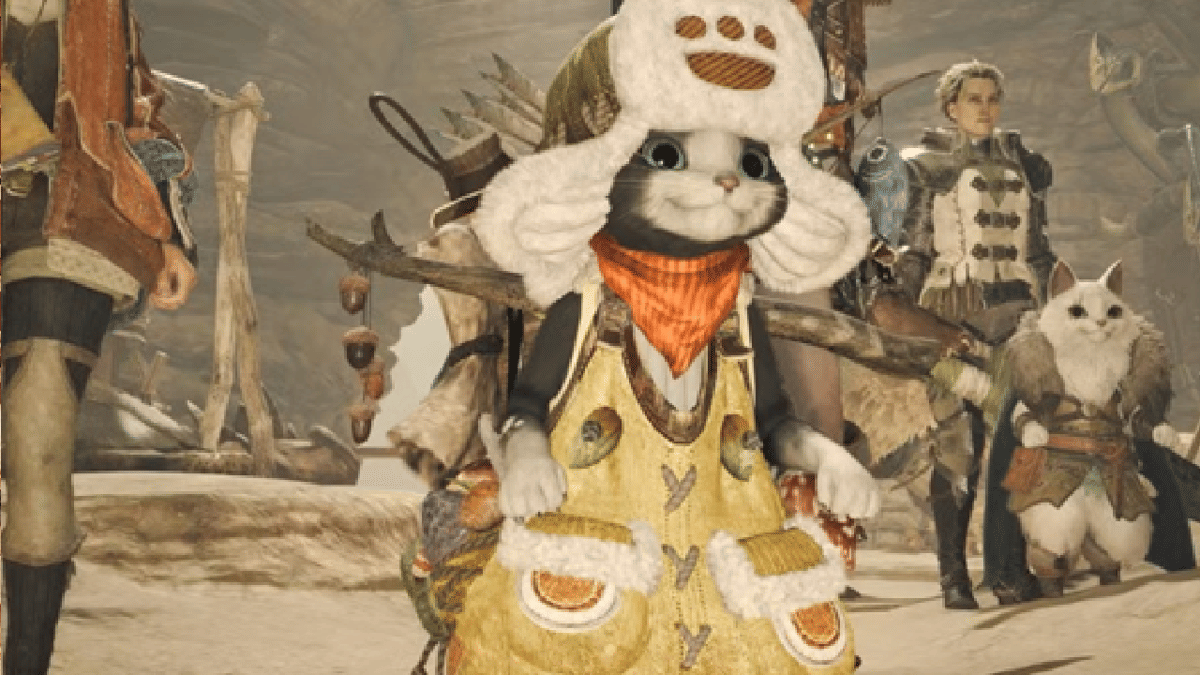 Palico dalam game Monster Hunter Wilds