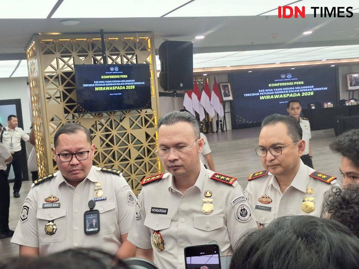 Konferensi Pers Hasil Operasi Pengawasan Keimigrasian terhadap WNA serentak “Wirawaspada”,  di kantor Dirjen Imigrasi, Jakarta. (IDN Times/Lia Hutasoit)