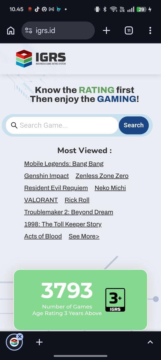 Halaman Mobile Situs IGRS