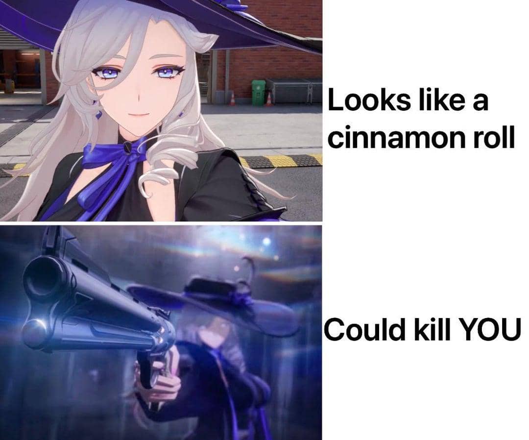 meme karakter anime cewek pegang senjata