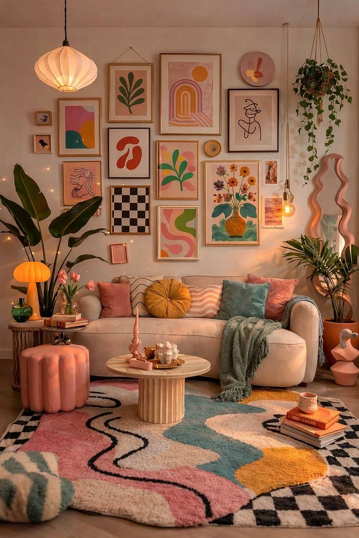 ilustrasi ruang tamu ala musim semi 