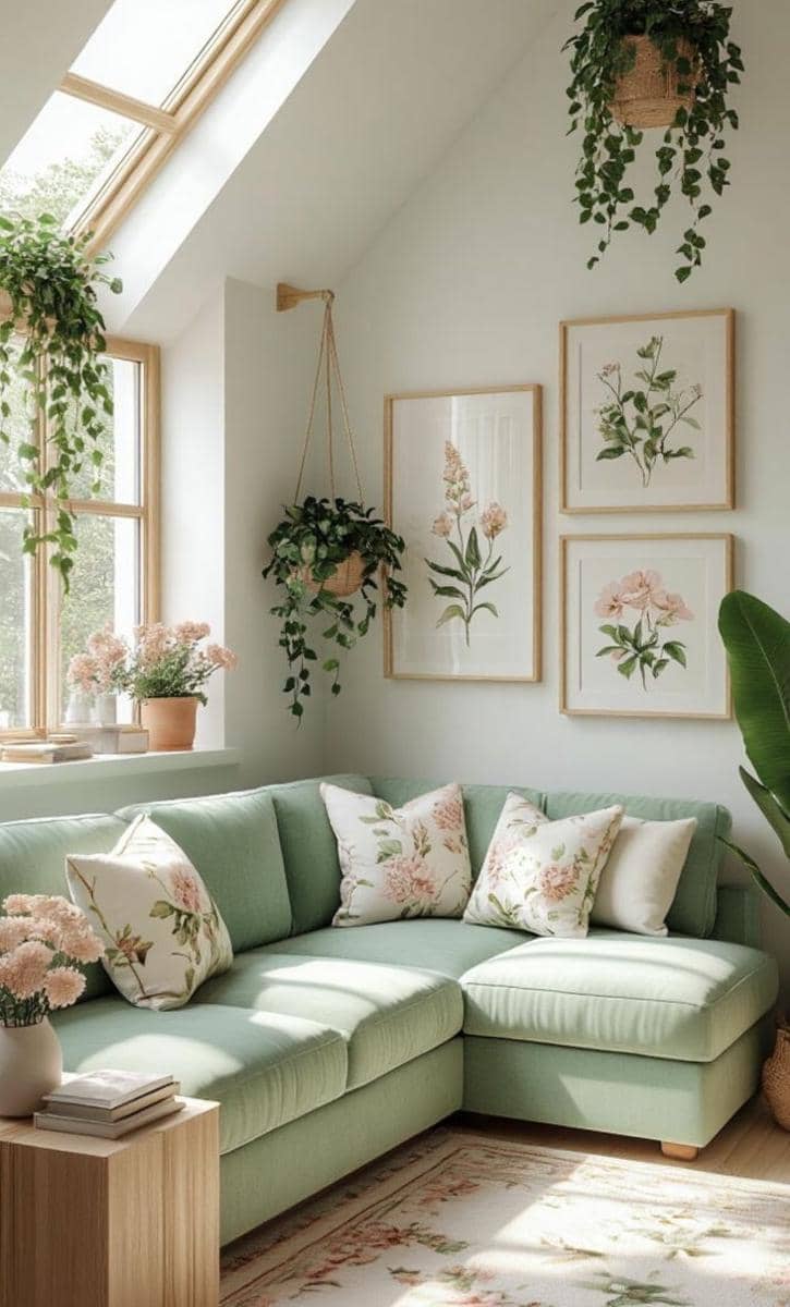 ilustrasi ruang tamu ala musim semi 